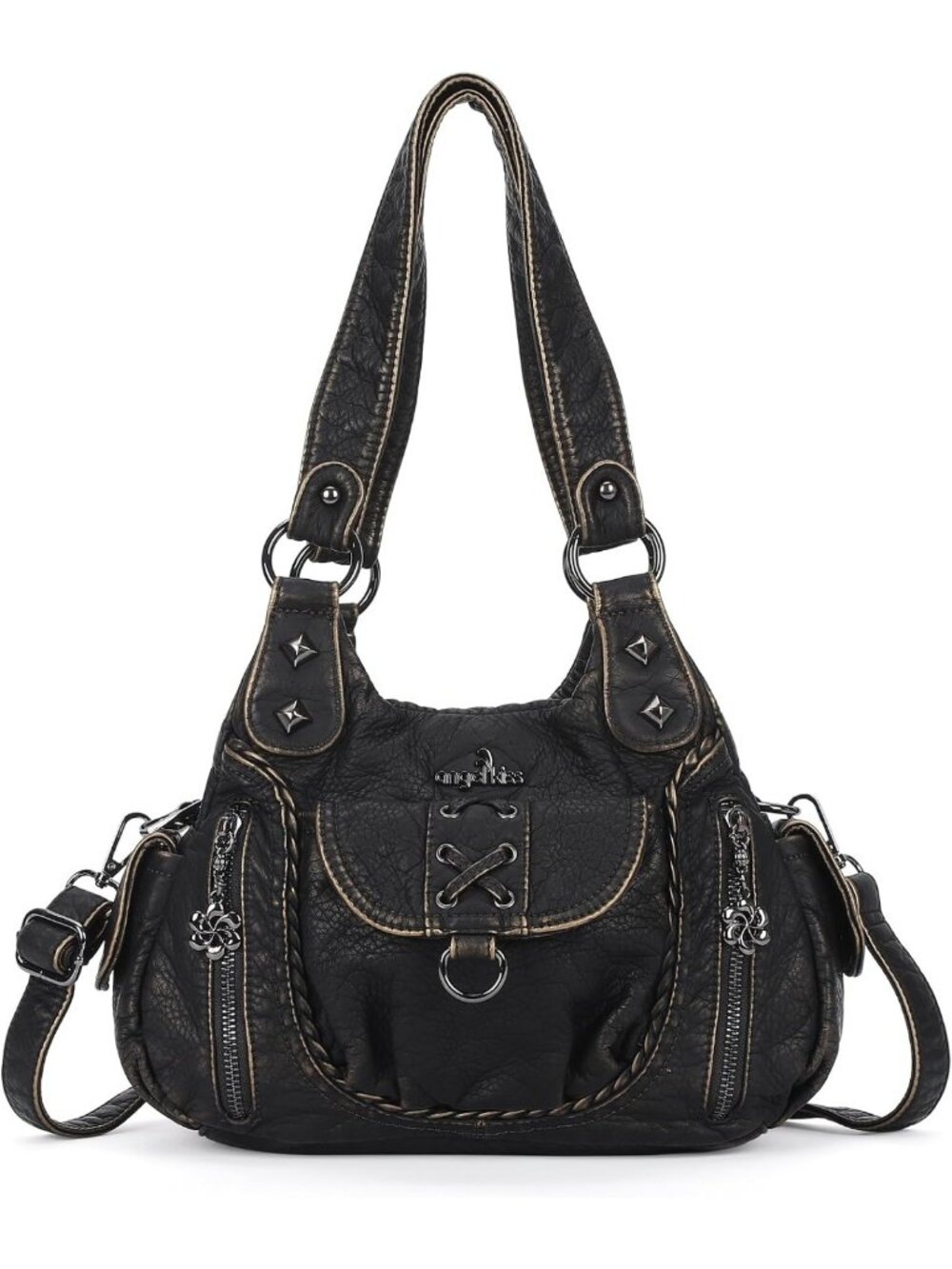 Chic Y2K Small Hobo Purse for Women - Vegan Leather Multi-Pocket Crossbody Bag